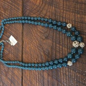 Talbot's Pave Cryatal And Teal Beaded Necklace